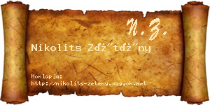 Nikolits Zétény névjegykártya